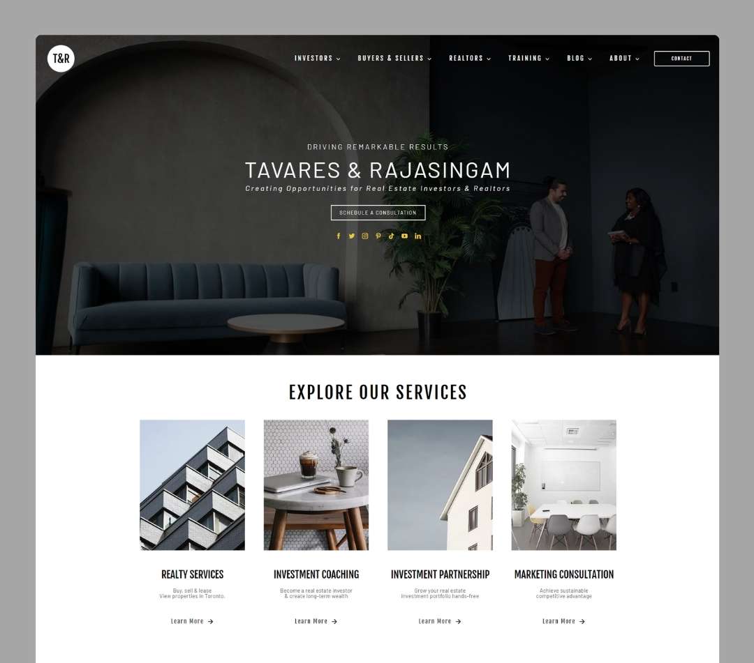 photos of website design for Tavares & Rajasingam